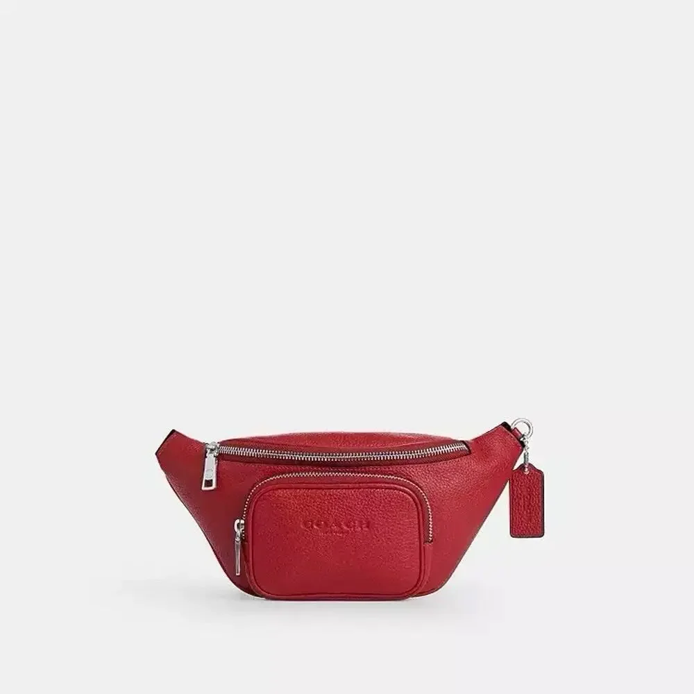 NWT Coach Travis Belt Bag 30 In Refined pebble leather CET89 Silver Poppy